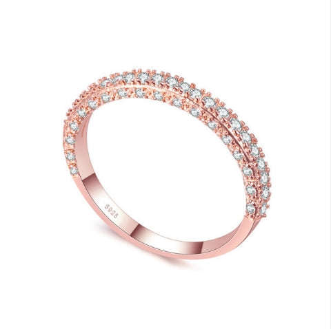 Double Row For Women Fashion Cubic Zirconia Wedding Engagement ring, Ring Size:8(Rose Gold Deputy...
