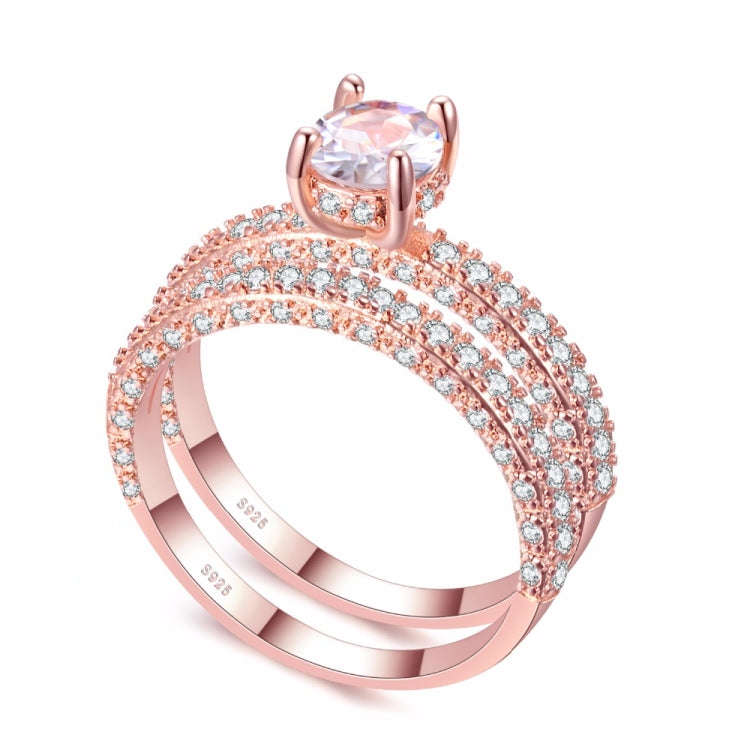 Double Row For Women Fashion Cubic Zirconia Wedding Engagement ring, Ring Size:8(Rose Gold Deputy...