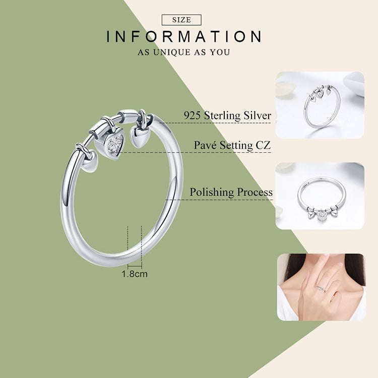 925 Sterling Silver Heart Diamond Ring Women Wedding Engagement Jewelry, Ring Size:7