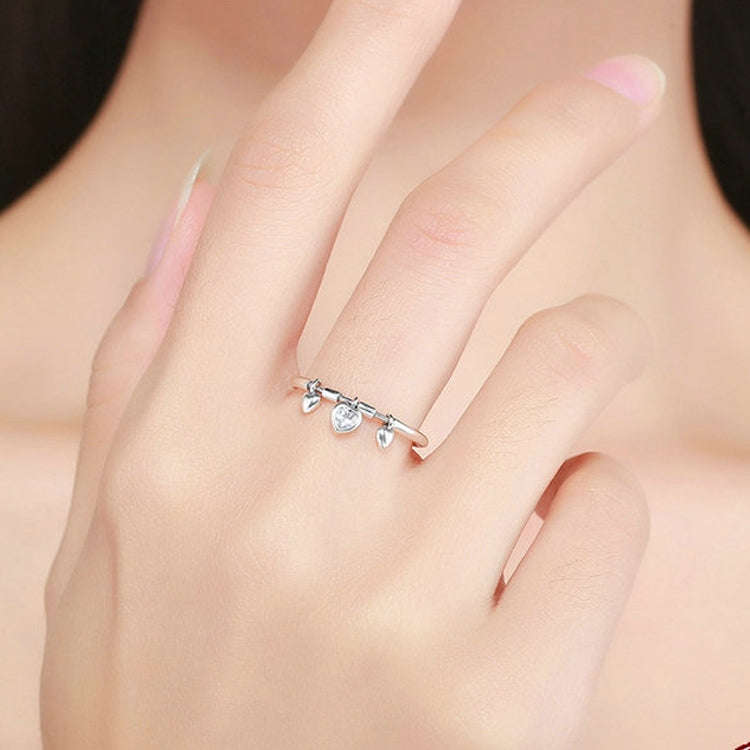 925 Sterling Silver Heart Diamond Ring Women Wedding Engagement Jewelry, Ring Size:5
