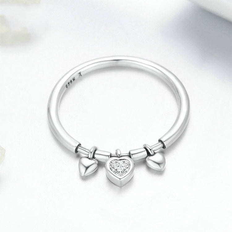 925 Sterling Silver Heart Diamond Ring Women Wedding Engagement Jewelry, Ring Size:5