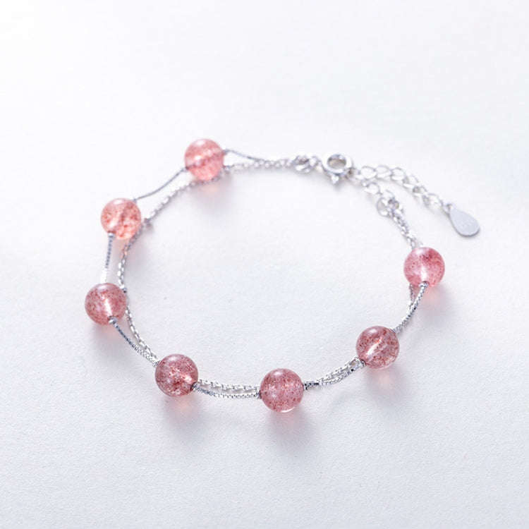 925 Sterling Silver Bracelet Women Crystal Bracelet Natural Beads Double-Layers Jewelry, Style:St...