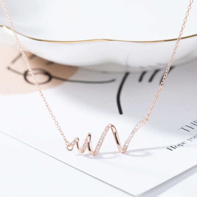 S925 Sterling Silver Necklace Women ECG Accessory Necklace(Rose Gold)