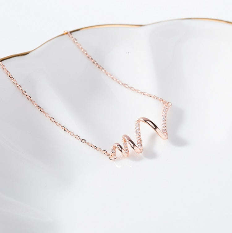 S925 Sterling Silver Necklace Women ECG Accessory Necklace(Rose Gold)