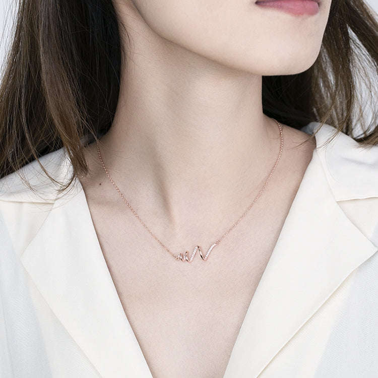 S925 Sterling Silver Necklace Women ECG Accessory Necklace(Rose Gold)