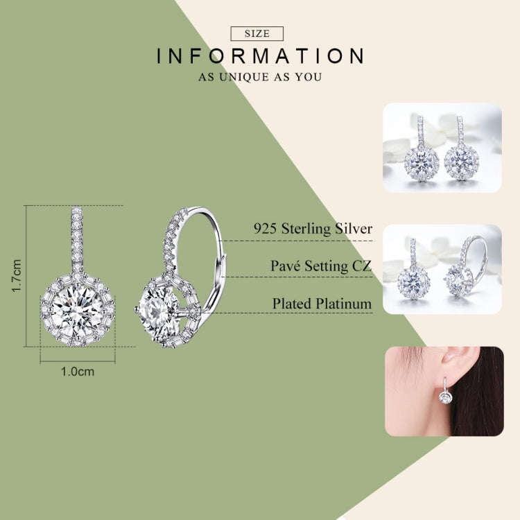 925 Sterling Silver Zircon Round Drop Earrings