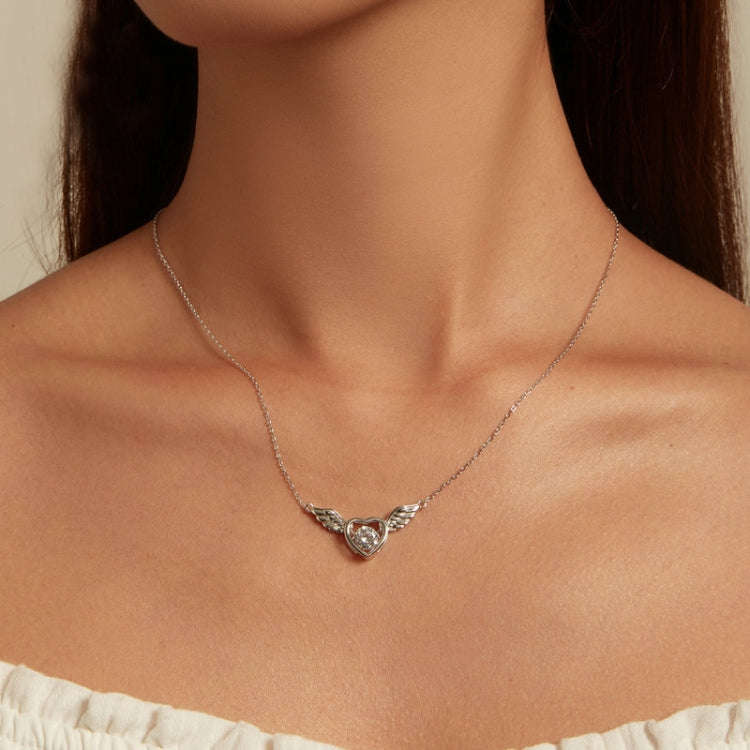 BSN287 Sterling Silver S925 Vibrant Wings  Zircon Necklace