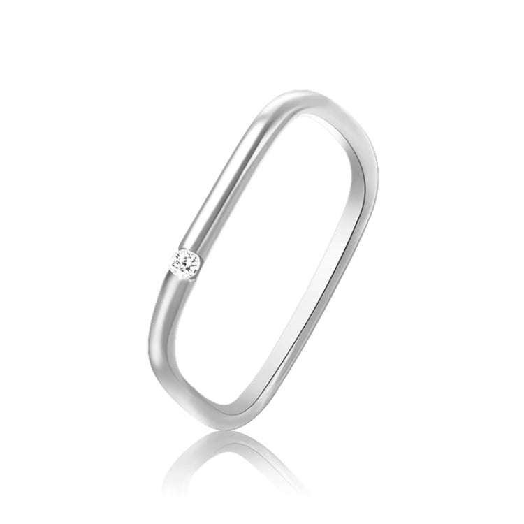 925 Sterling Silver Small Square Plain Ring, Size: No. 13 (US No. 6.5)(White Gold)