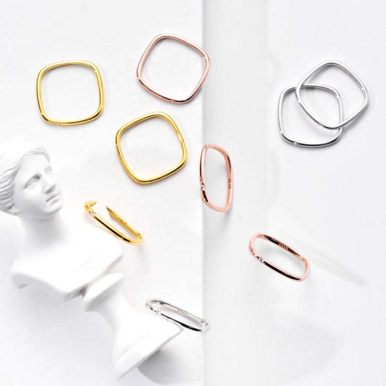 925 Sterling Silver Small Square Plain Ring, Size: No. 14 (US No. 7)(K Yellow)