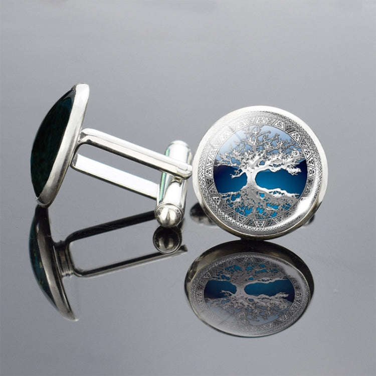 Tree of Life PatternCufflinks Metallic Shirt Ornaments Men Clothing Jewelry(Silver Tree)