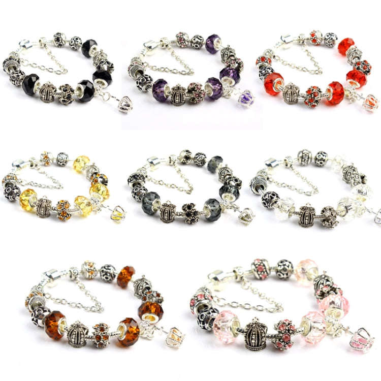 Ladies Crown Colorful Crystal Beaded Bracelet Handmade Glass Bead Bracelet Length: 18cm(DZ35)