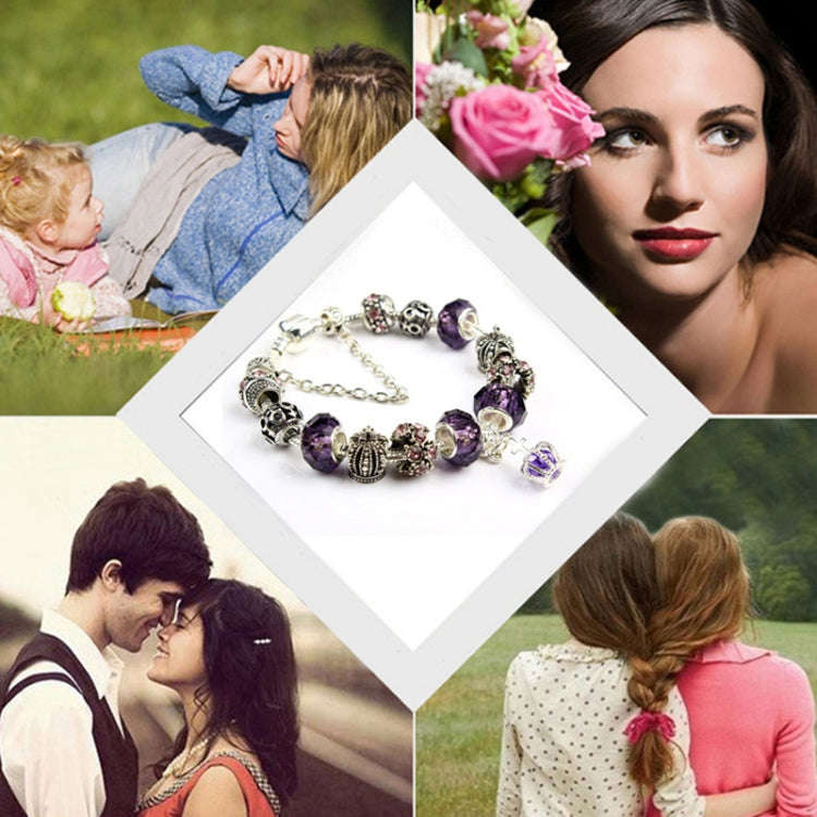 Ladies Crown Colorful Crystal Beaded Bracelet Handmade Glass Bead Bracelet Length: 18cm(DZ35)