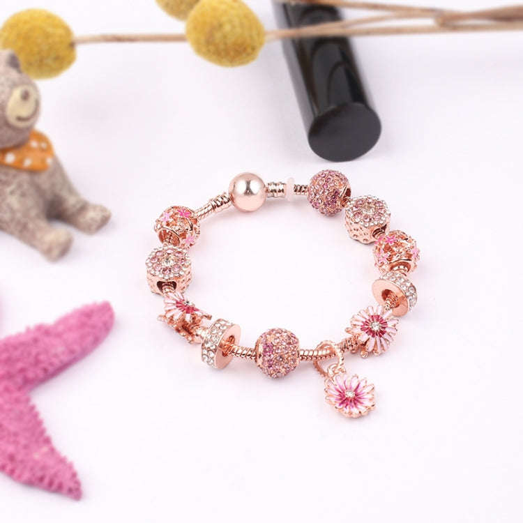 SL122 Women Rose Gold Beaded Accessory Bracelet, Size: 19cm