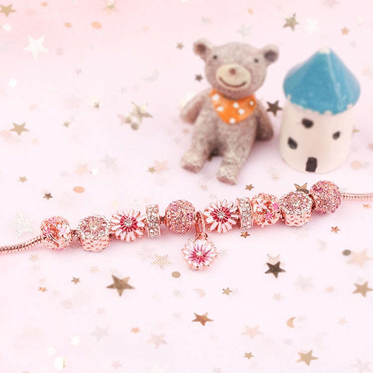 SL122 Women Rose Gold Beaded Accessory Bracelet, Size: 19cm