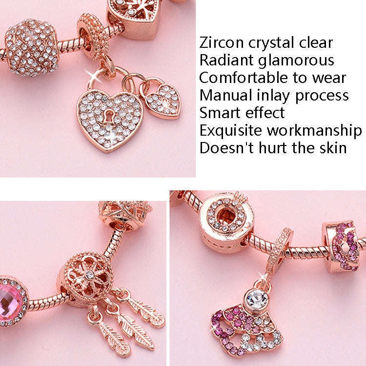 SL132 20cm Women Rose Gold Beaded Bracelet