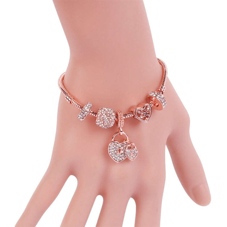 SL132 20cm Women Rose Gold Beaded Bracelet