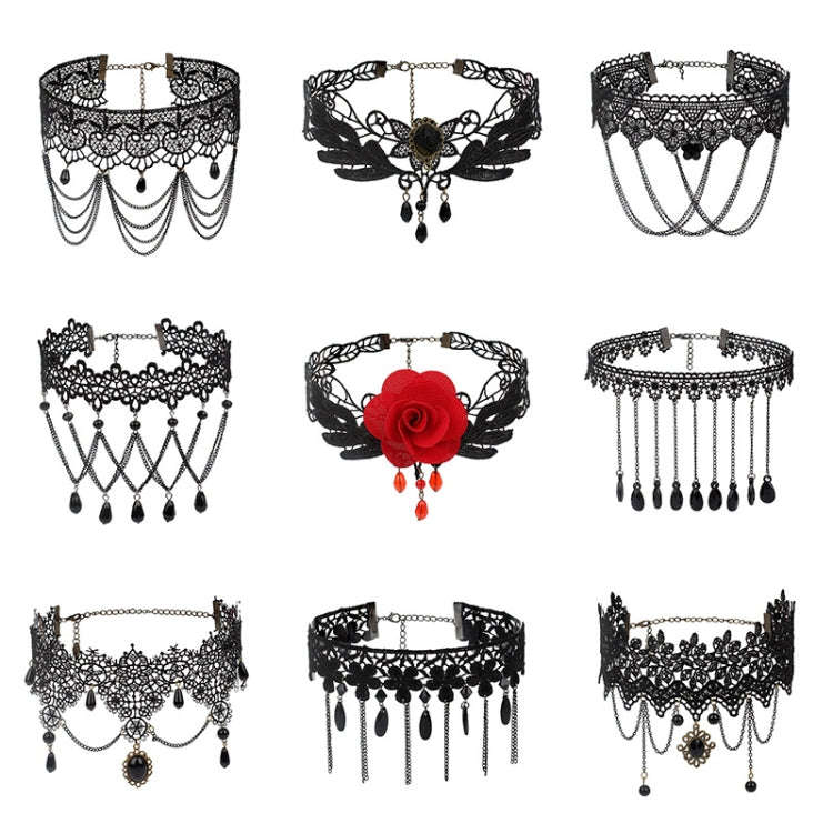 Fringe Lace Gothic Lolita Vintage Necklace,Style: 1556