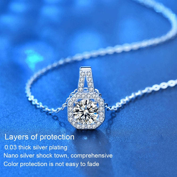 XMZ018 925 Silver Moissanite Diamond Necklace Square Diamond Neck Chain, Specification: 1 Carat
