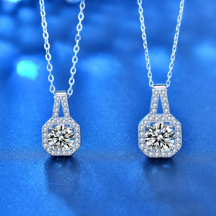XMZ018 925 Silver Moissanite Diamond Necklace Square Diamond Neck Chain, Specification: 2 Carat