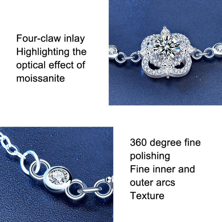 XRA002 Four-Leaf Grass Bracelet 925 Silver Moissanite Diamond Bracelet(50 Points White Gold)