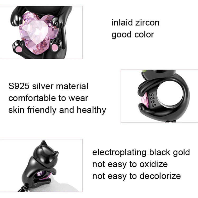 SCC2329 Little Black Cat DIY Bracelet Bead S925 Silver Bead Accessories