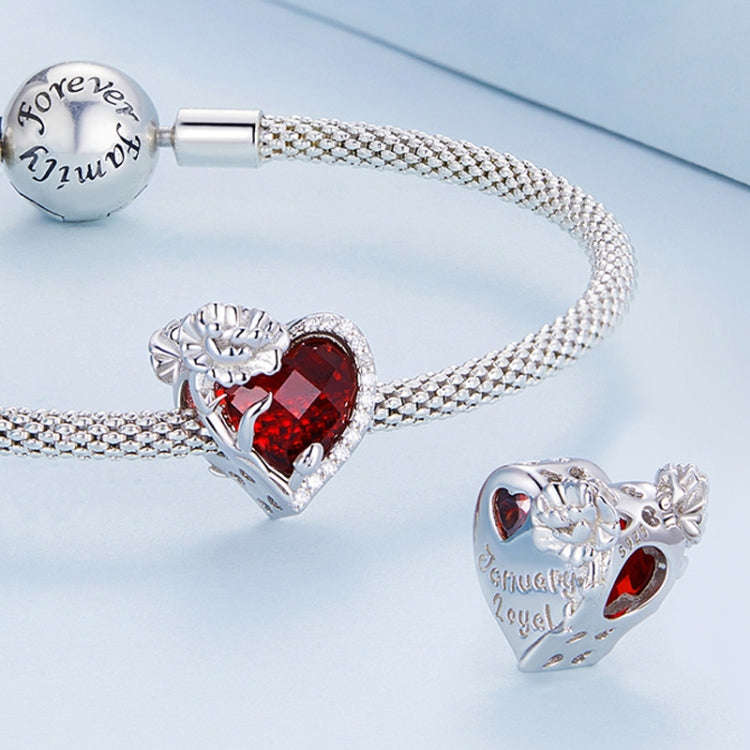 BSC660 Month Birth Stone Bracelet Beads 925 Silver Love Pearl Accessories, Style: July