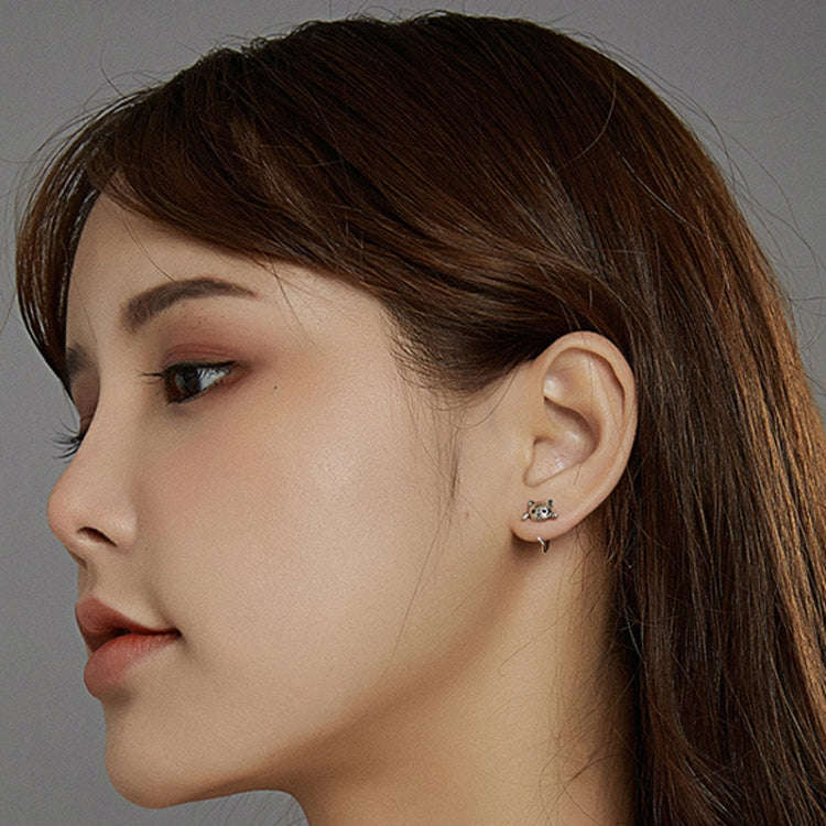 SCE965 925 Silver Cat Earrings Animal Shaped Earrings
