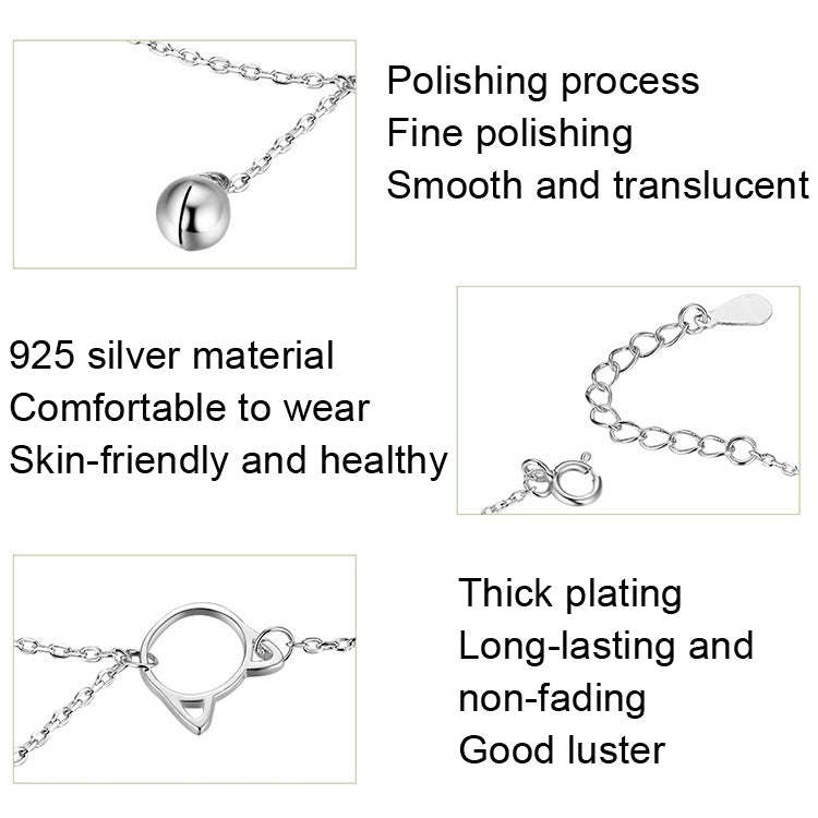 SCT003 Cat Bell 925 Silver Anklet  Simple Ladies Anklet
