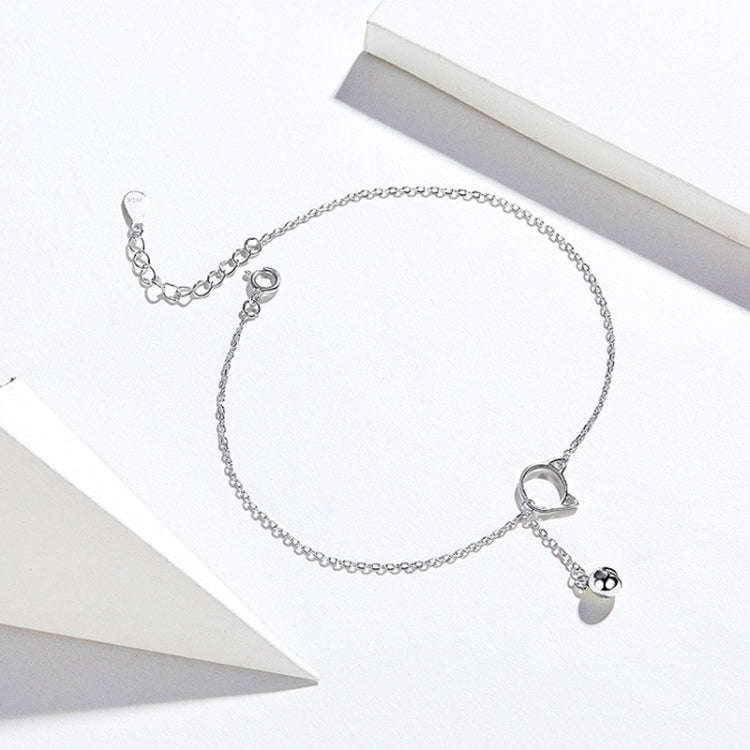 SCT003 Cat Bell 925 Silver Anklet  Simple Ladies Anklet
