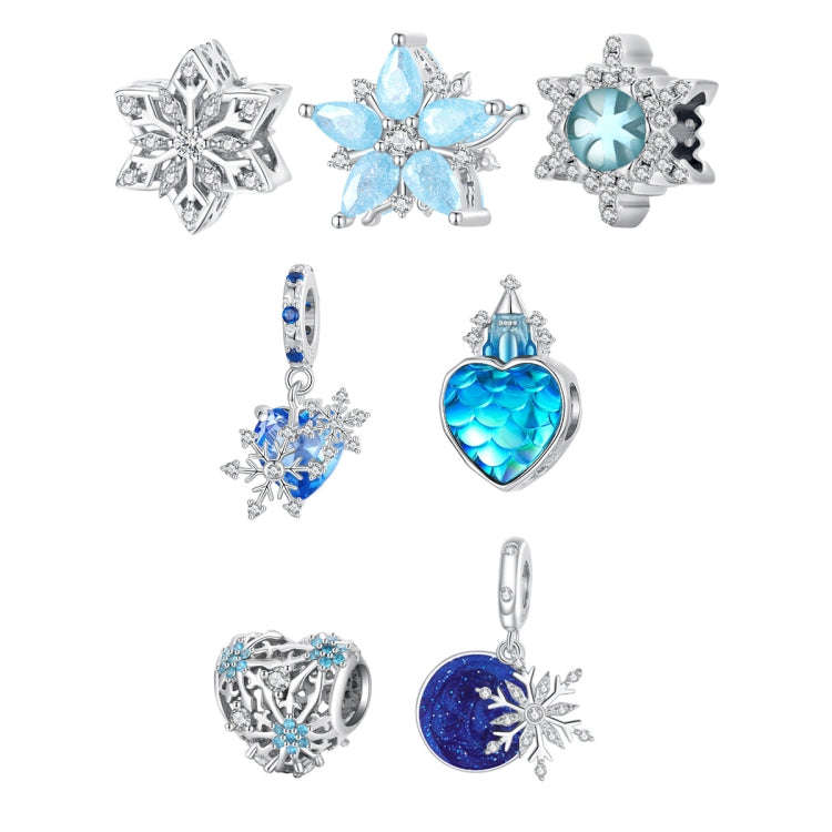 BSC721 Winter Snowflake DIY Bracelet Bead Christmas 925 Silver Bead Accessories