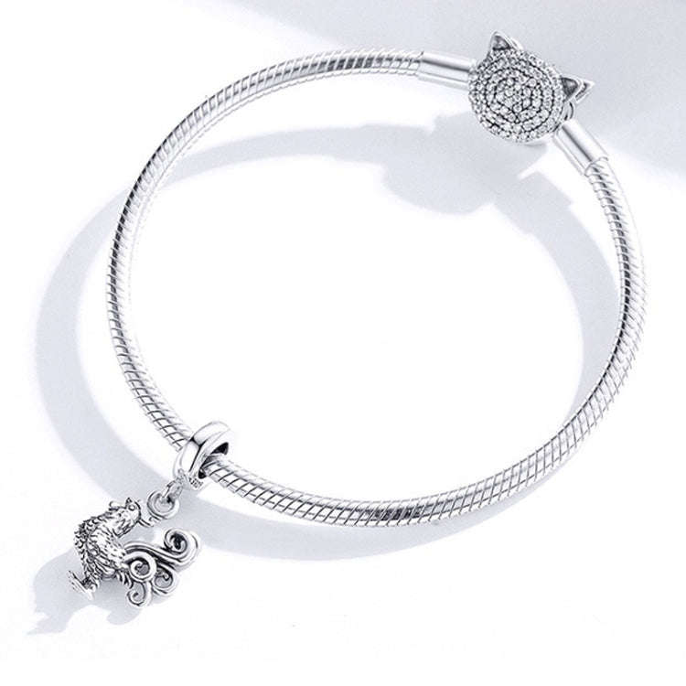 SCC1337 Rooster 925 Silver Pendant DIY Bead Bracelet Accessories