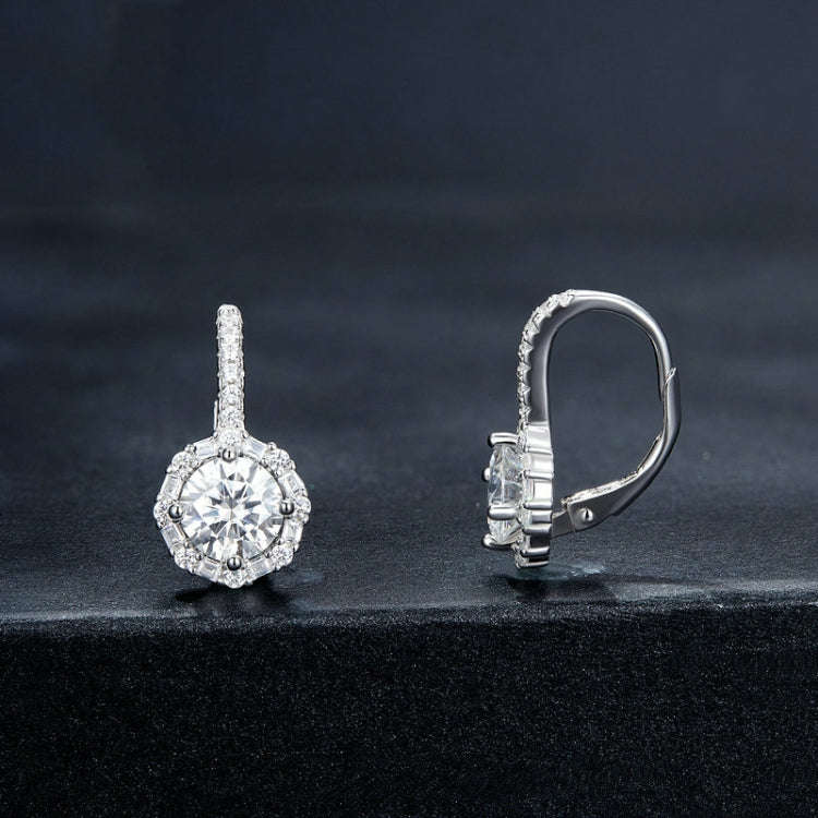 MSE002 S925 Sterling Silver Moissanite Zirconia Elegant Earrings