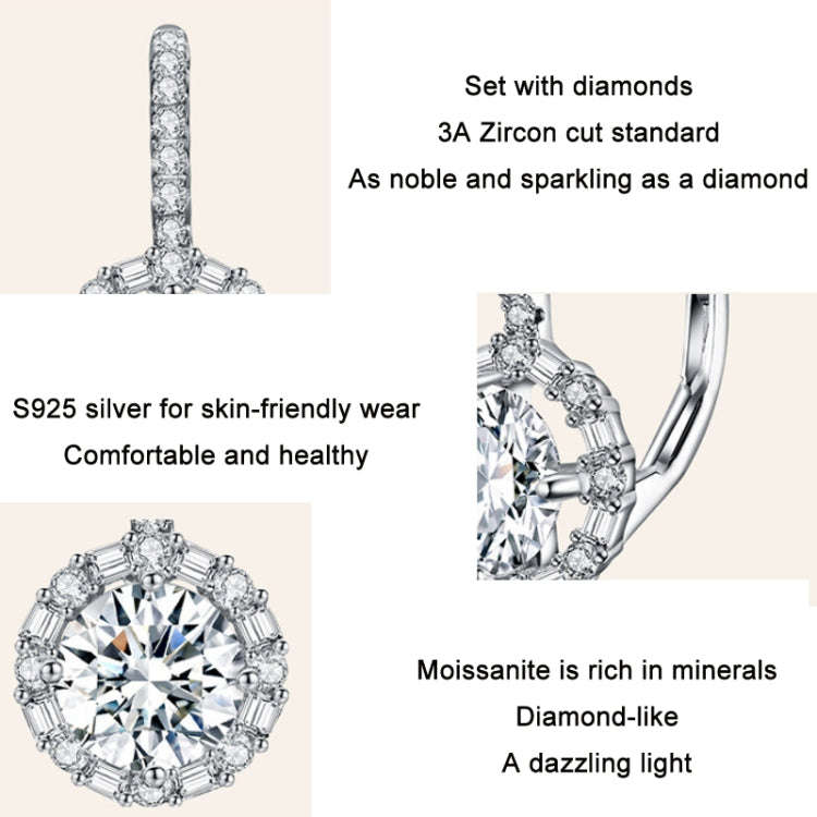 MSE002 S925 Sterling Silver Moissanite Zirconia Elegant Earrings