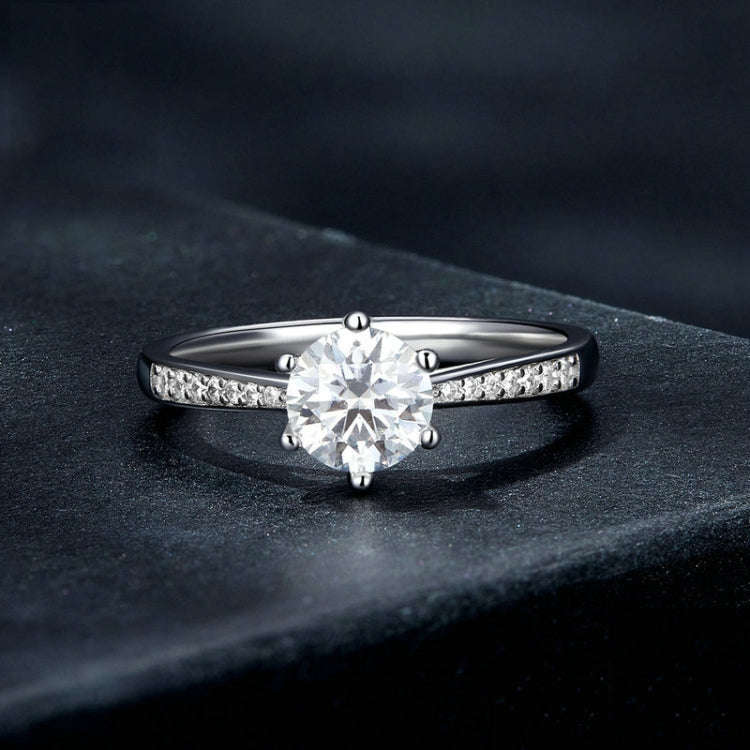 MSR004 Sterling Silver S925 Six Claw Moissanite Ring  Jewellery, Size: No.10