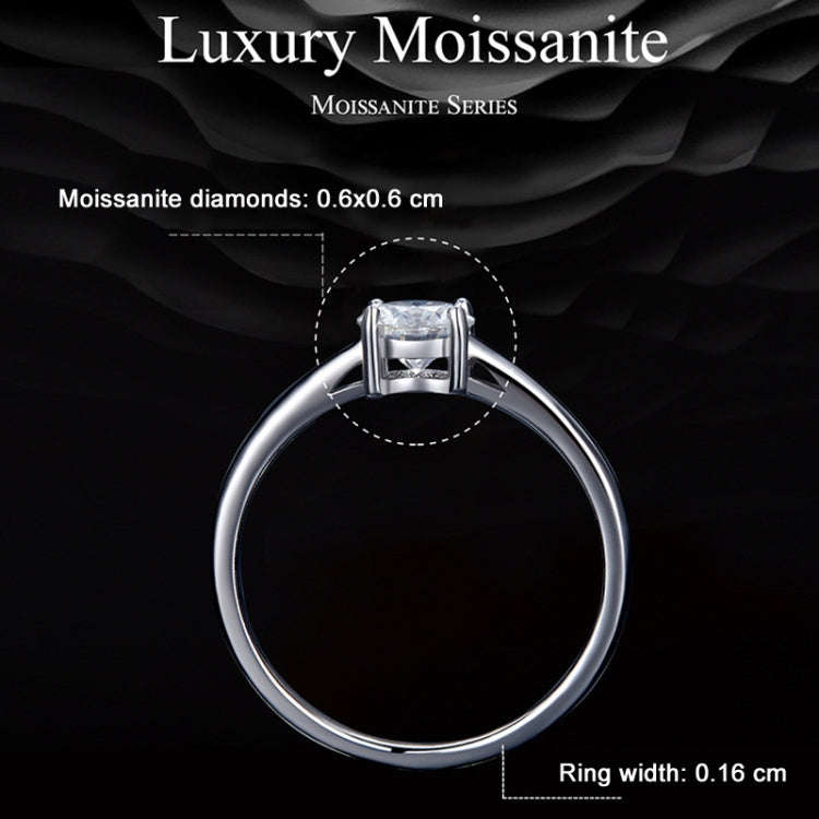 MSR005 Sterling Silver S925 Four Claw Moissanite Ring  Jewellery, Size: No.10