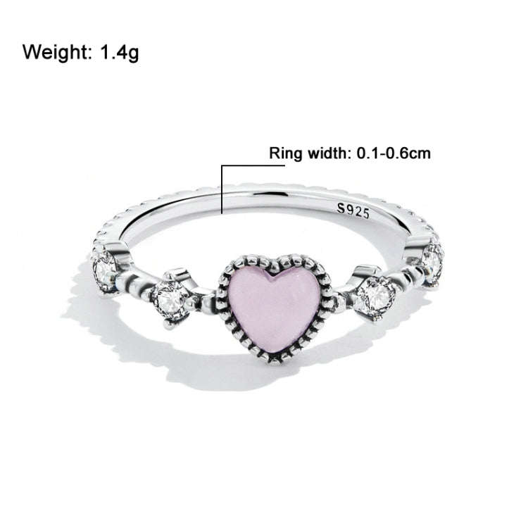 SCR805 S925 Sterling Silver Gentle Delicate Heart Ring(No.9)