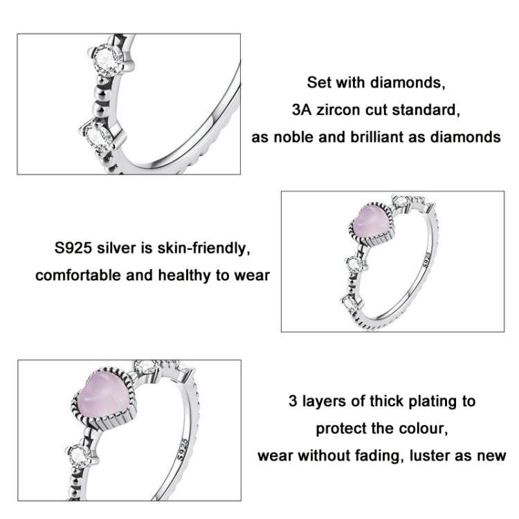 SCR805 S925 Sterling Silver Gentle Delicate Heart Ring(No.7)