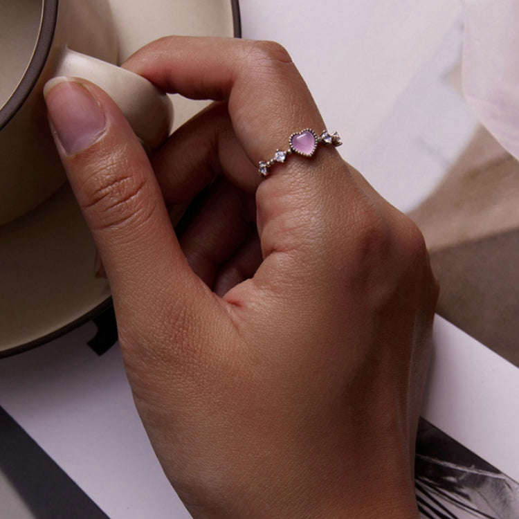 SCR805 S925 Sterling Silver Gentle Delicate Heart Ring(No.7)