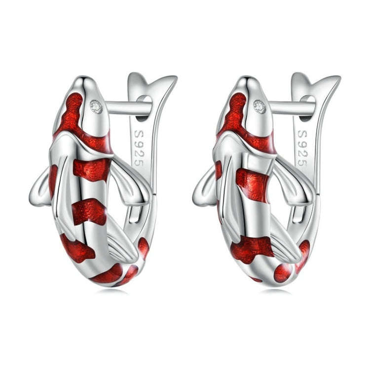 BSE742 Sterling Silver S925 Zirconia  Good Luck Koi Earrings