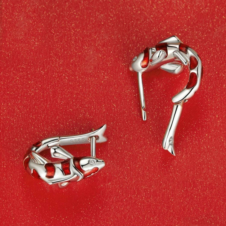 BSE742 Sterling Silver S925 Zirconia  Good Luck Koi Earrings