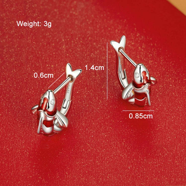 BSE742 Sterling Silver S925 Zirconia  Good Luck Koi Earrings