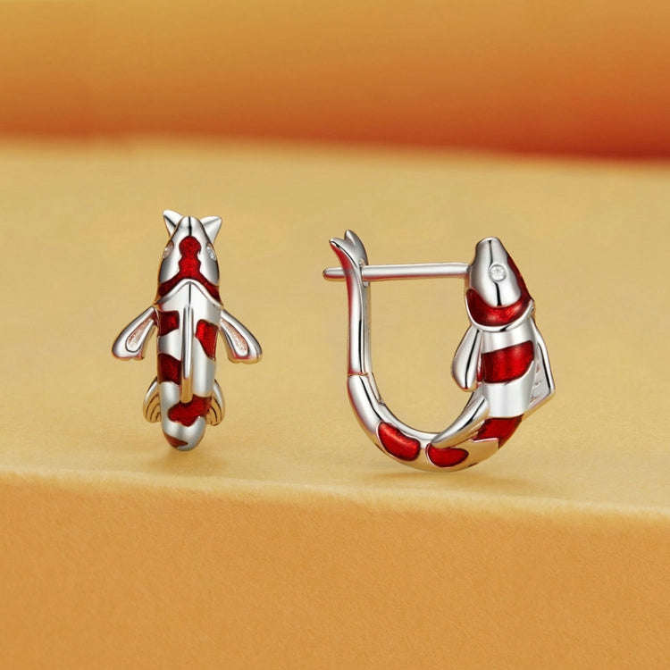 BSE742 Sterling Silver S925 Zirconia  Good Luck Koi Earrings