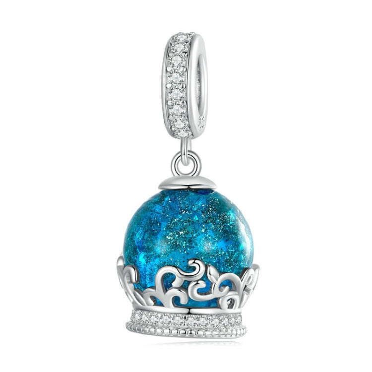 BSC735 Sterling Silver S925 Crystal Ball Bracelet Pendant Zirconia Lucite Bead Charm