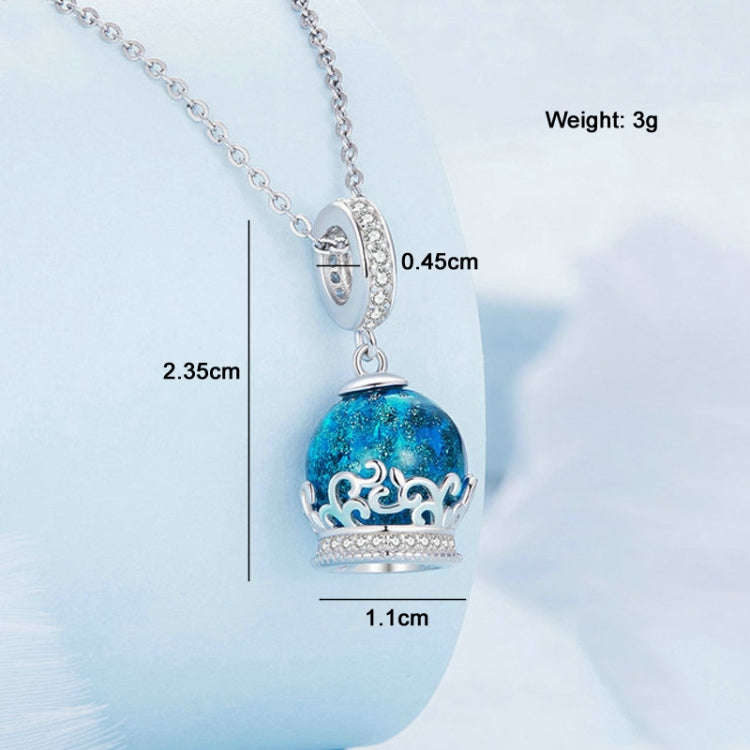 BSC735 Sterling Silver S925 Crystal Ball Bracelet Pendant Zirconia Lucite Bead Charm