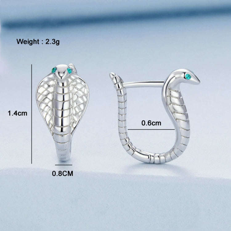 BSE728 Sterling Silver S925  Zirconia Cobra Earrings