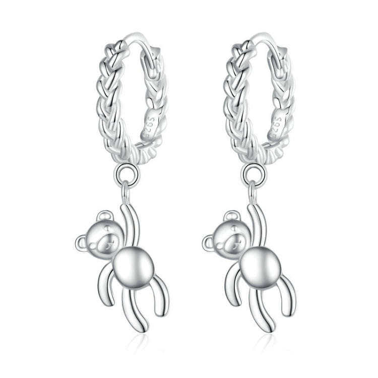 BSE729 S925 Sterling Silver Bear Twist  Animal Earrings