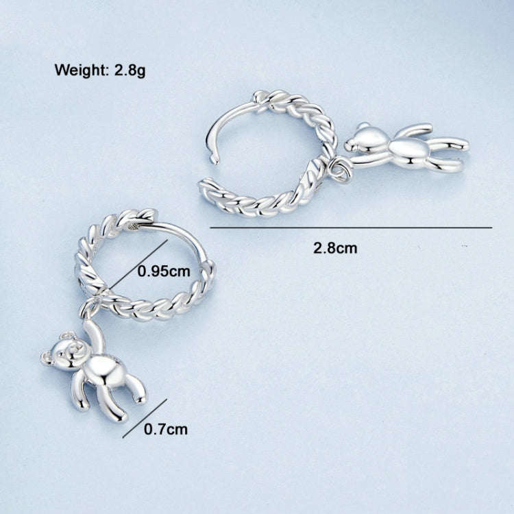 BSE729 S925 Sterling Silver Bear Twist  Animal Earrings
