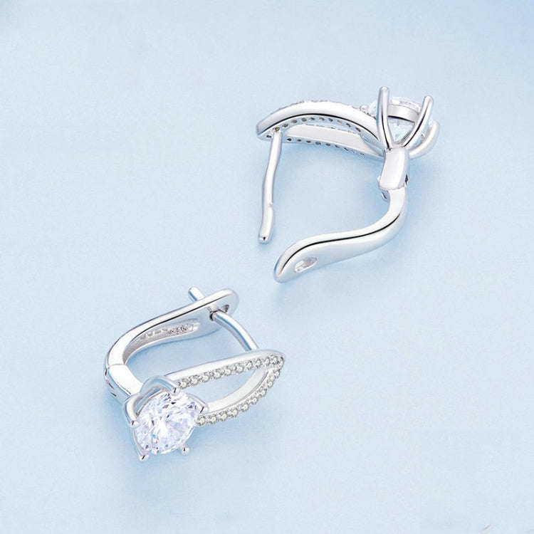 BSE732 Sterling Silver S925  Zirconia Hollow Line Earrings