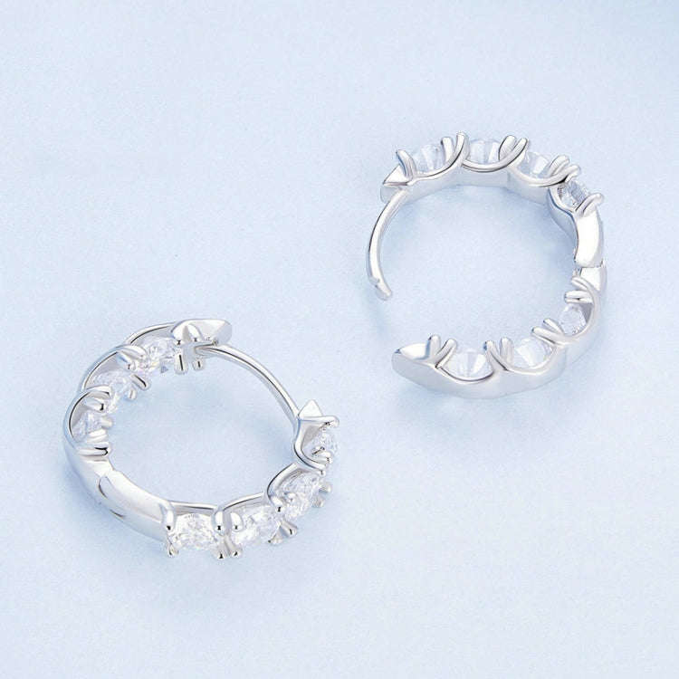 BSE734 Sterling Silver S925 Zirconia Budding Flower Earrings