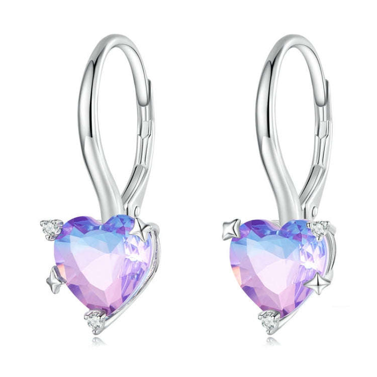 BSE743 Sterling Silver S925  Zirconia Illusion Heart Earrings